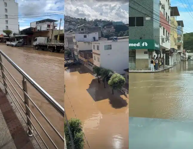 Ruas alagadas em Barra de São Francisco | Foto: Reprodução/Redes Sociais