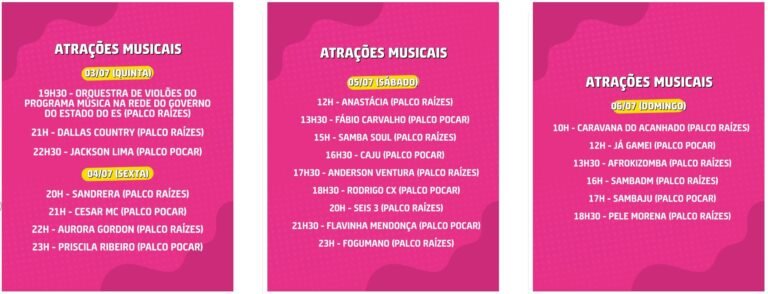 programação atrações musicais