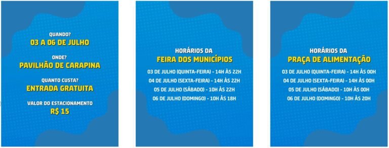 programação horários