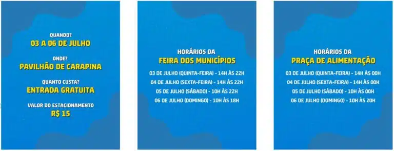 programação horários