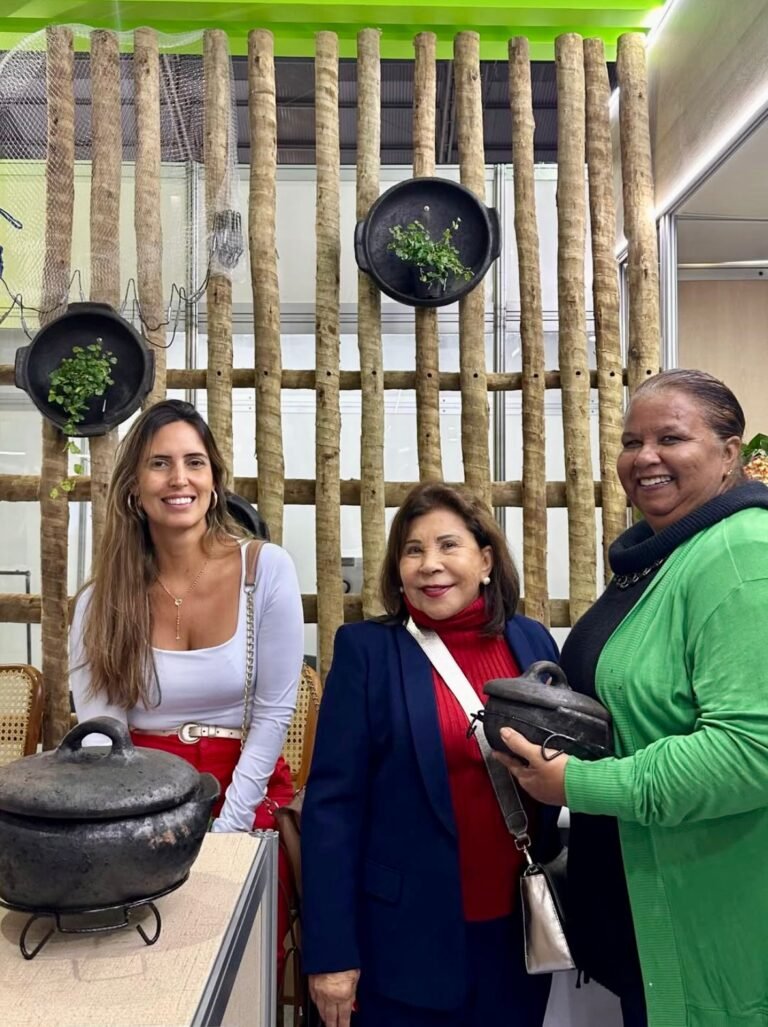 Jeanine Valdetaro e Luzia Toledo no stand da CDTIV/Prefeitura de Vitória.