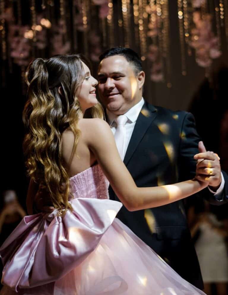 Liz com o pai Flávio Moulin