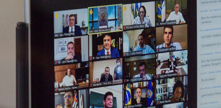 Com participação de governadores de todo o País, encontro coordenado pelo presidente do Senado, Rodrigo Pacheco. Foto: Felipe Dalla Valle/ Palácio Piratini