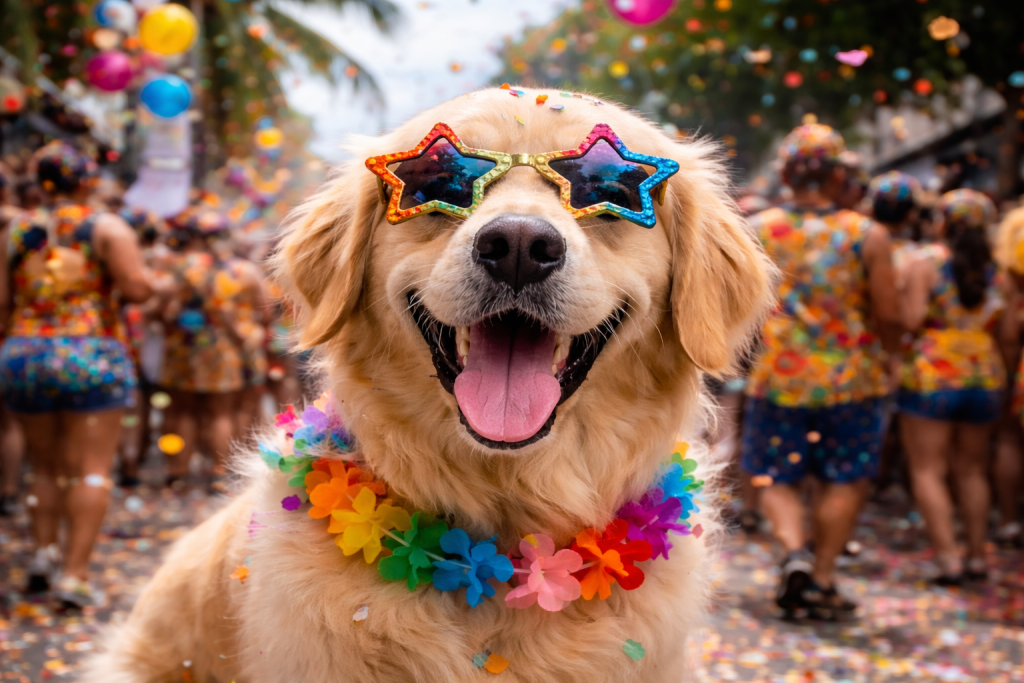 Cachorro no bloco de Carnaval