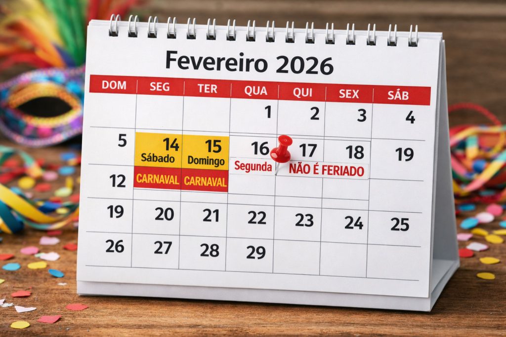Calendário mostra que Carnaval não é feriado. Foto: criado por IA