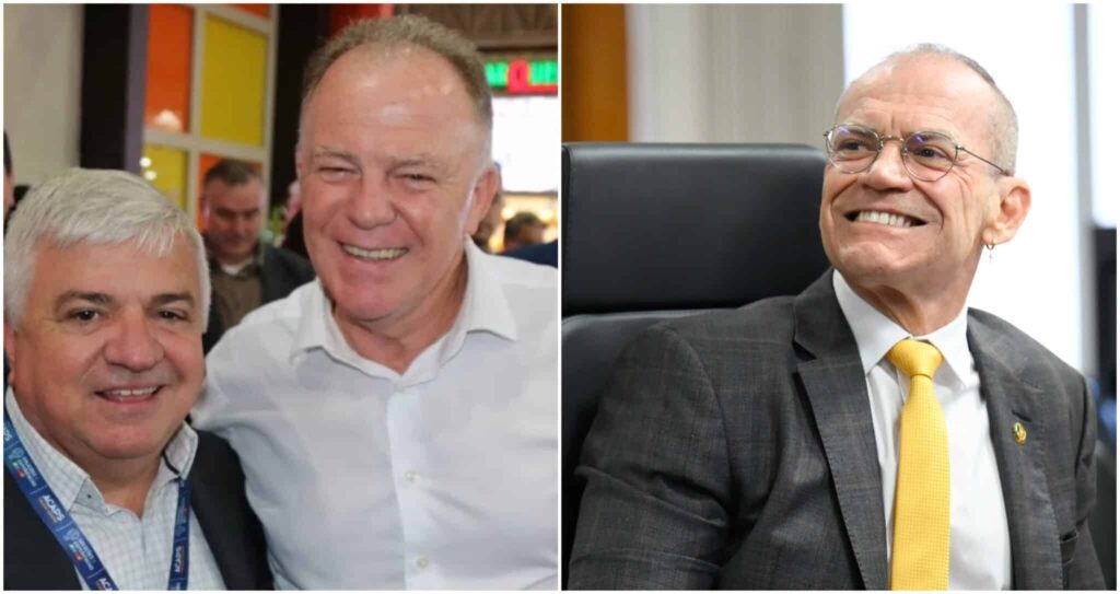 À esquerda, Alberto Gavini e Renato Casagrande; À direita, Fabiano Contarato