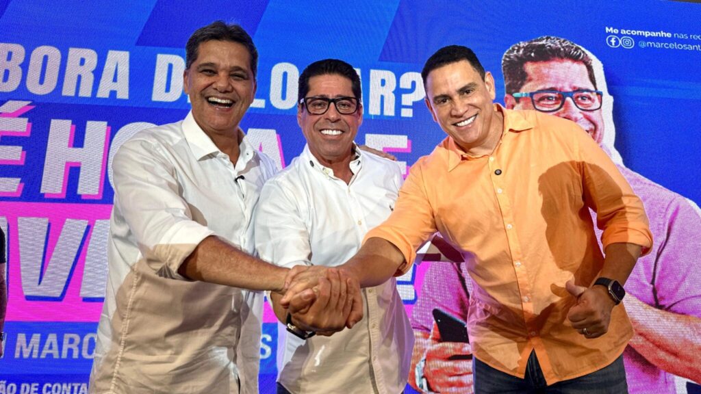 Ricardo Ferraço, Marcelo Santos e Da Vitória unem forças em evento promovido pelo segundo. Foto: assessoria de Marcelo Santos