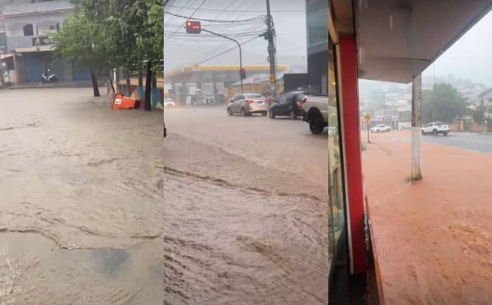 Ruas de Cachoeiro de Itapemirim ficaram alagadas após fortes chuvas