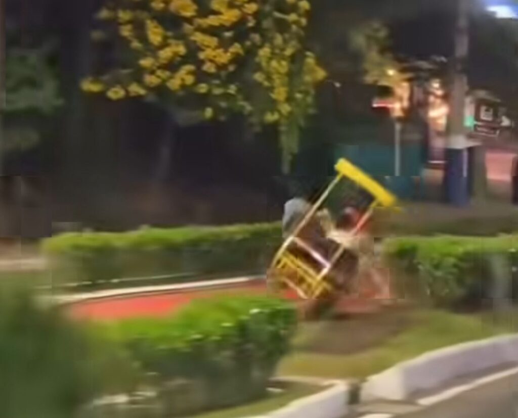 A cena com o triciclo desgovernado teria acontecido em Balneário Camboriú. Foto: Reprodução