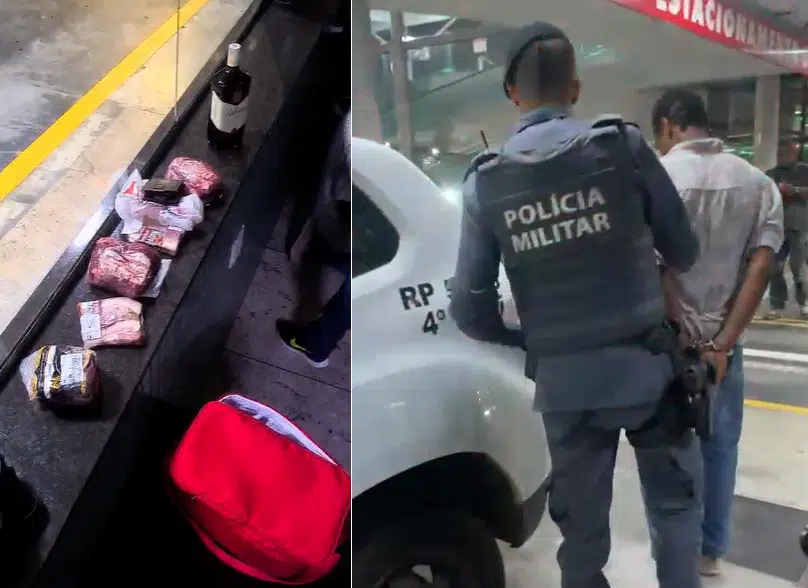 Homem foi flagrado com vários produtos em uma bolsa térmica | Foto: Redes Sociais