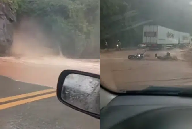 Fortes chuvas arrastam motociclista em trecho da BR-262