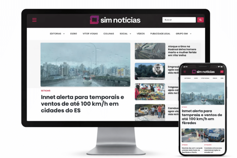 Site Sim Notícias no computador e celular