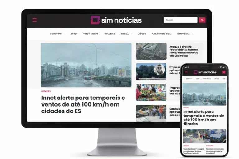Site Sim Notícias no computador e celular