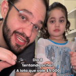 Pai e filha viralizam com vídeo tentando encontrar lata que grita gol