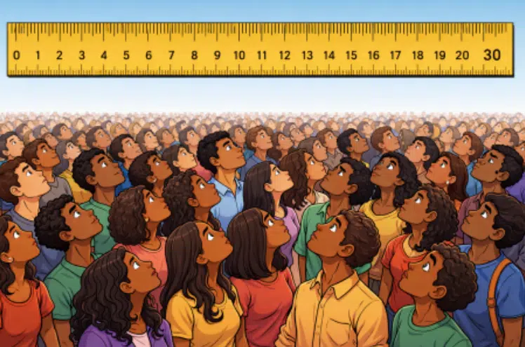 A régua tem que ficar lá em cima