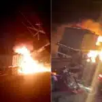 Carreta derruba poste e causa apagão em Vila Velha