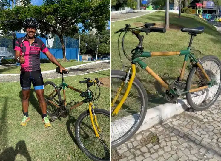 Ciclista pedala 921km de SP ao ES com bike de bambu