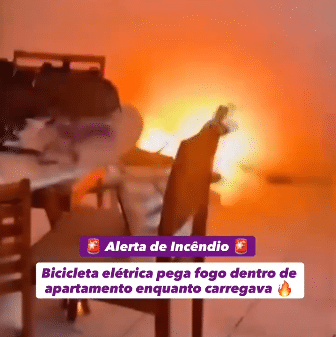 Patinete eltrico pega fogo dentro de apartamento e vdeo viraliza