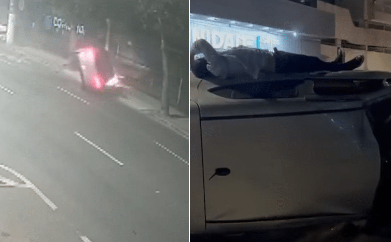 Motorista capota carro e fica deitado em cima do veículo após acidente no ES