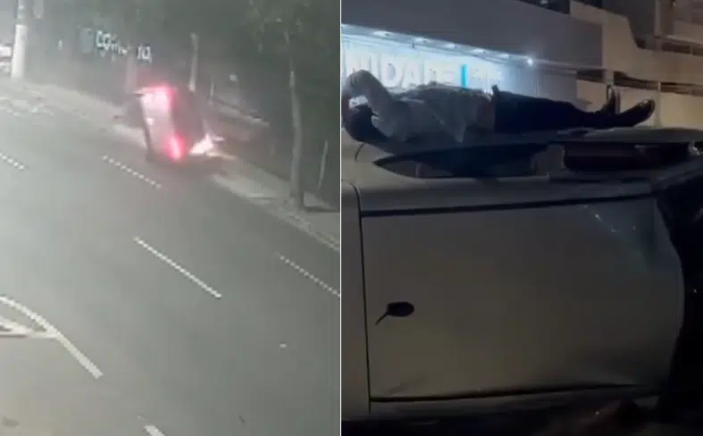 Motorista capota carro e fica deitado em cima do veículo após acidente no ES