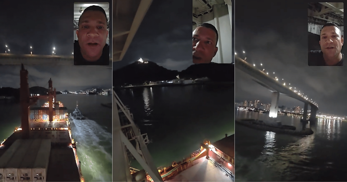 Imagens feitas do navio. Viídeo: Tiktok @alexclaro39
