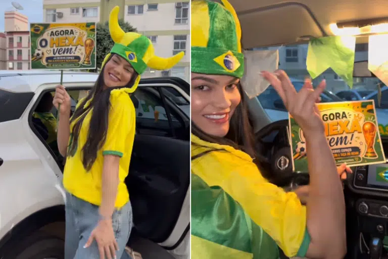 Motorista de app decora carro para a Copa e surpreende passageiros