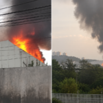 Incêndio de grandes proporções atinge galpão do TJES; veja vídeos
