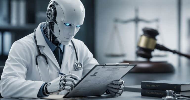 Robô com jaleco de médico