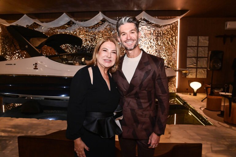 A diretora da CASACOR ES, Ligia Diniz, e André Rosa, do Le Buffet, bufê oficial da CASACOR ES