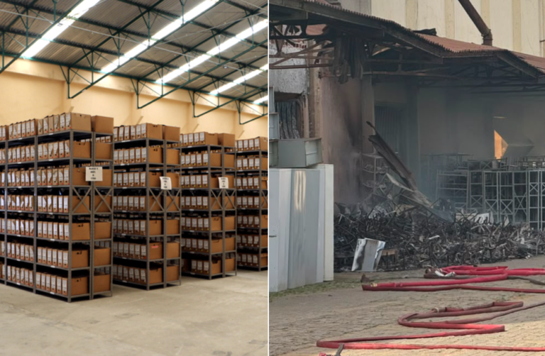 Como era e como ficou: incêndio destrói depósito do Tribunal de Justiça na Serra