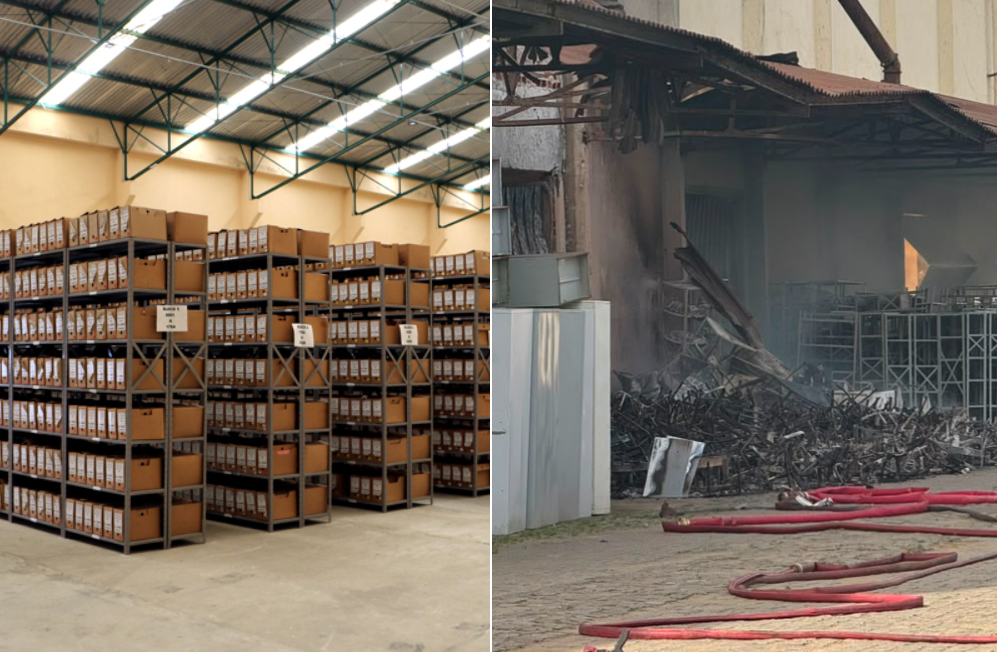 Como era e como ficou: incêndio destrói depósito do Tribunal de Justiça na Serra