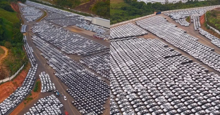 Drone revela "mar de carros" chineses em pátio no Espírito Santo