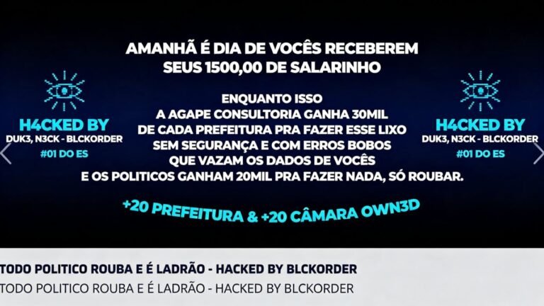 “Todo político rouba”: site da Câmara de Vitória sofre ataque hacker