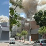 Incêndio de grandes proporções atinge teatro do Sesi em Vitória