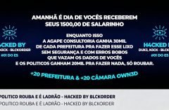 Print retirado do site da Câmara de Vitória após o ataque hacker